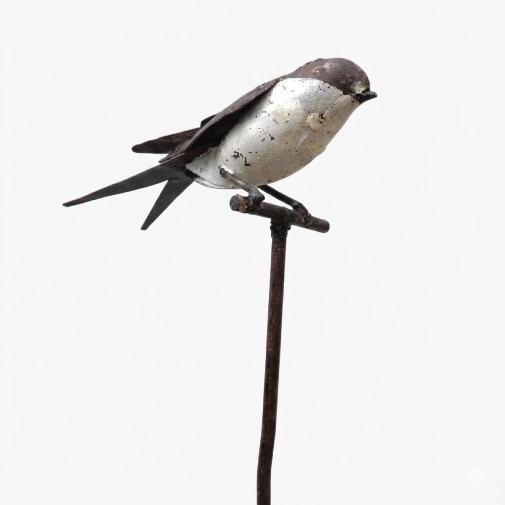 Tuteur Hirondelle Blanche Ailes Fermees