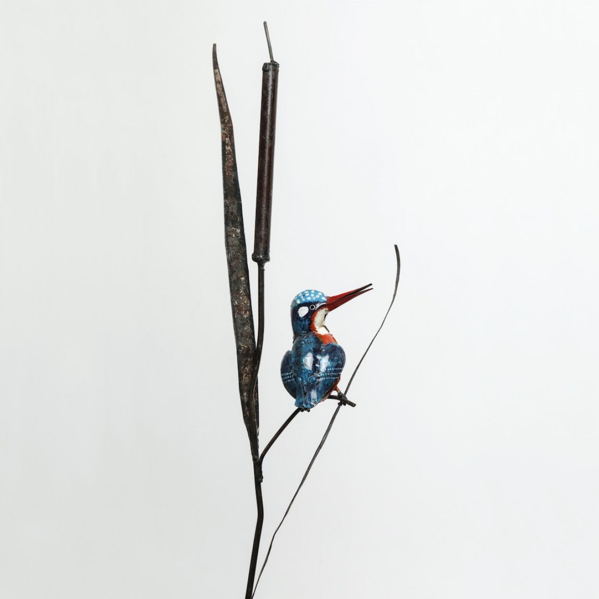 Tuteur martin pêcheur huppé peint 130cm – Image 1